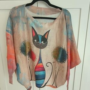 Super Cute Cat Top Made In Italy *NEW